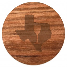Personalized USA Made RusticRest Laser Engraved 1/4" Wood Coasters with Cork Backing (3.5") Round