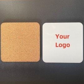 Customized 4" Square Ceramic Coaster with Cork Bottom with Logo