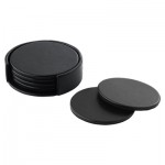 Round Leather Coaster Set Logo Branded