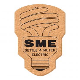 5" x 3 1/2" Lightbulb Shape Solid Cork Coasters with Logo