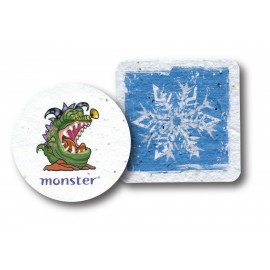 Round Thinner Paper Coaster w/Embedded Wildflower Seed with Logo