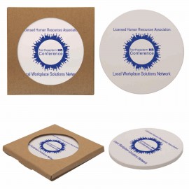 Single Round Stone Coaster with Logo