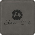 Leatherette Square Coaster (Grey) with Logo