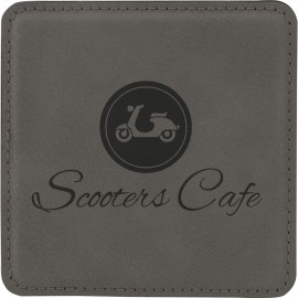 Leatherette Square Coaster (Grey) with Logo
