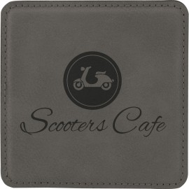 Leatherette Square Coaster (Grey) with Logo  Leatherette Square Coaster (Grey) with Logo