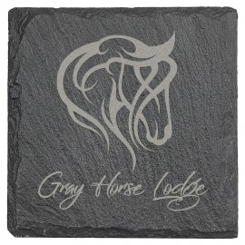 4" Square Laserable Slate Coaster with Logo