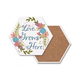 Promotional Hexagon Shape Cork Base Absorbent Stone Coaster  Promotional Hexagon Shape Cork Base Absorbent Stone Coaster