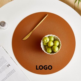 Faux Leather Round Placemat 13" with Logo