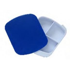 Pill Box - Four Compartment - Blue/White Custom Imprinted