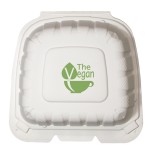 6" x 6" Eco-Friendly Takeout Container - The 500 Line Logo Branded