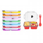 Silicone Folding 3-Compartment Lunch Box Custom Imprinted