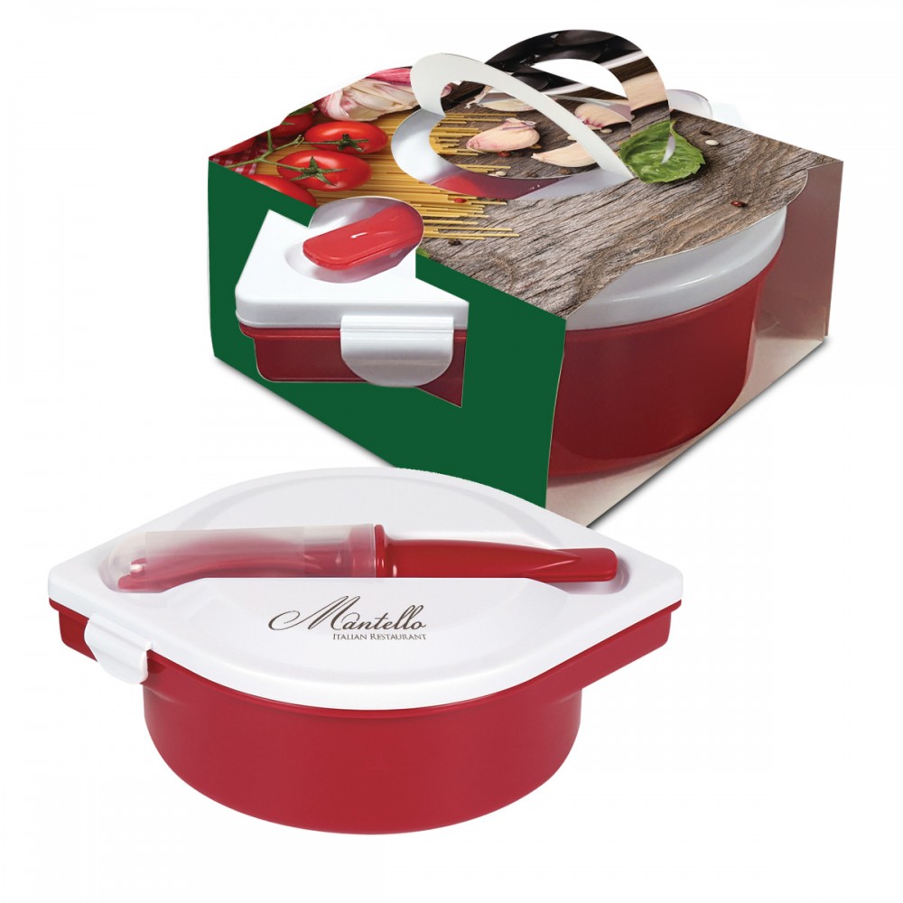 Custom Printed Multi-Compartment Food Container And Utensils With Custom Handle Box