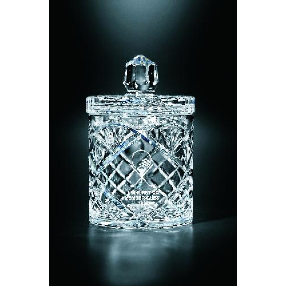 Custom Imprinted Dublin Biscuit Barrel with Lid - Lead Crystal (9 1/2"x6 1/2") Custom Imprinted Dublin Biscuit Barrel with Lid - Lead Crystal (9 1/2"x6 1/2")