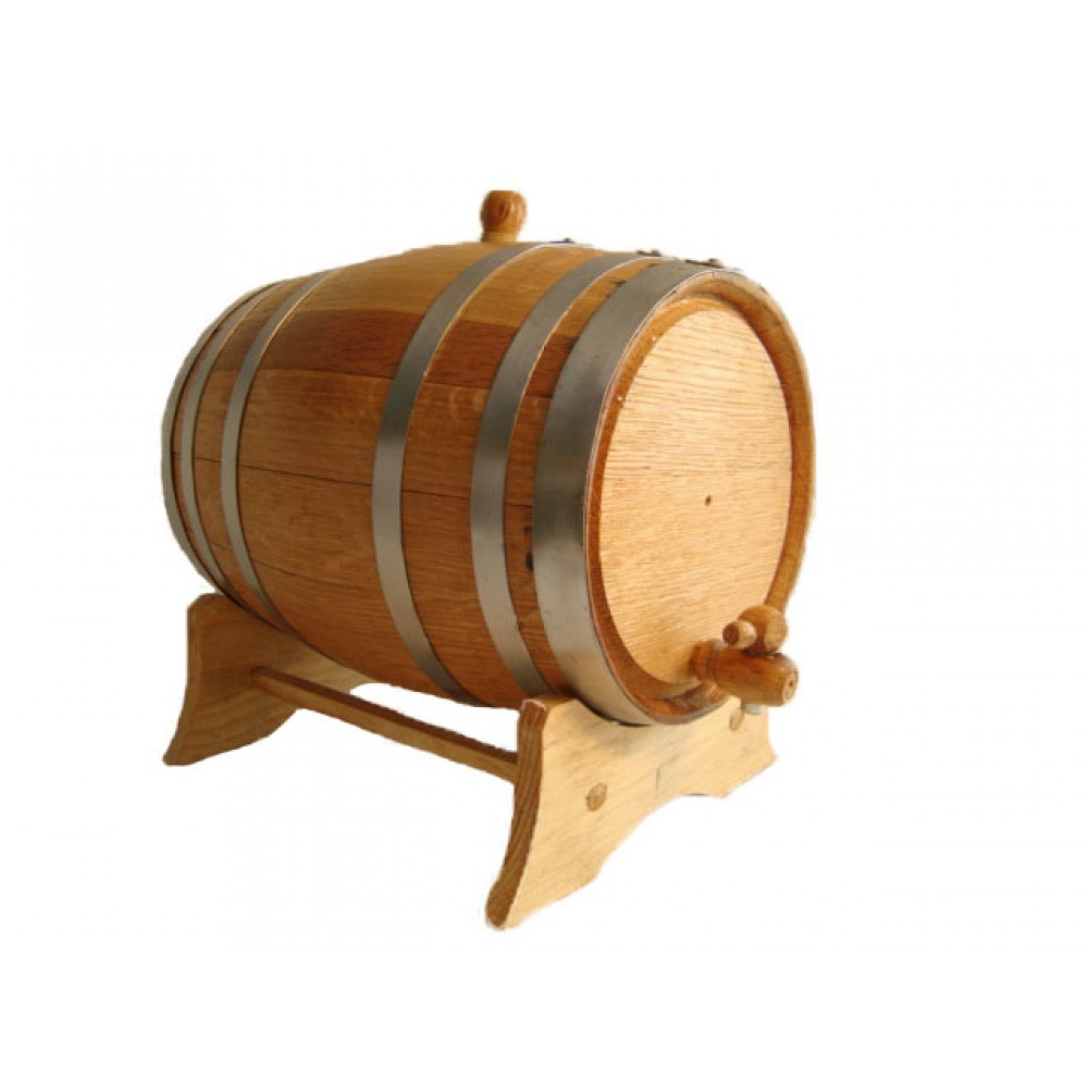 Logo Branded 3 Liter Oak Wood Barrel with Steel Hoops