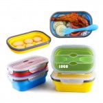 Custom Imprinted Collapsible Silicone Lunch Box With Spoon