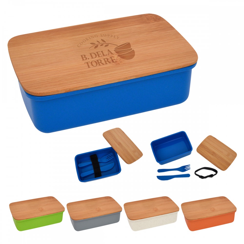 Custom Imprinted Harvest Lunch Set With Bamboo Lid Custom Imprinted Harvest Lunch Set With Bamboo Lid