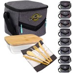Custom Printed Victory Lunch Cooler Bamboo Set