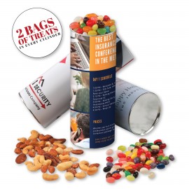 Custom Imprinted Cylinder with Jelly Belly Jelly Beans & Deluxe Mixed Nuts