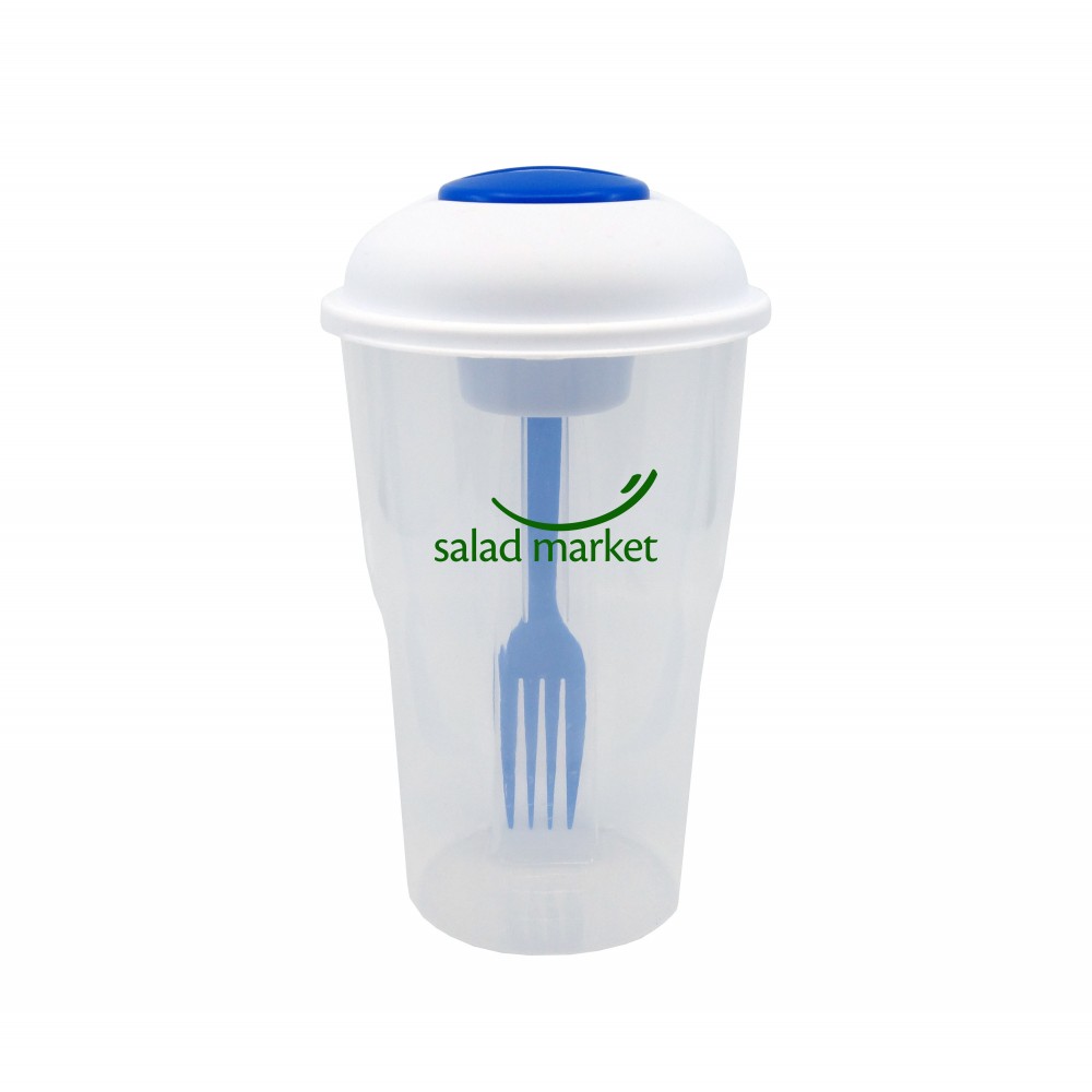 Custom Printed Salad Shaker Container with Fork and Dressing Container