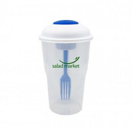 Custom Printed Salad Shaker Container with Fork and Dressing Container