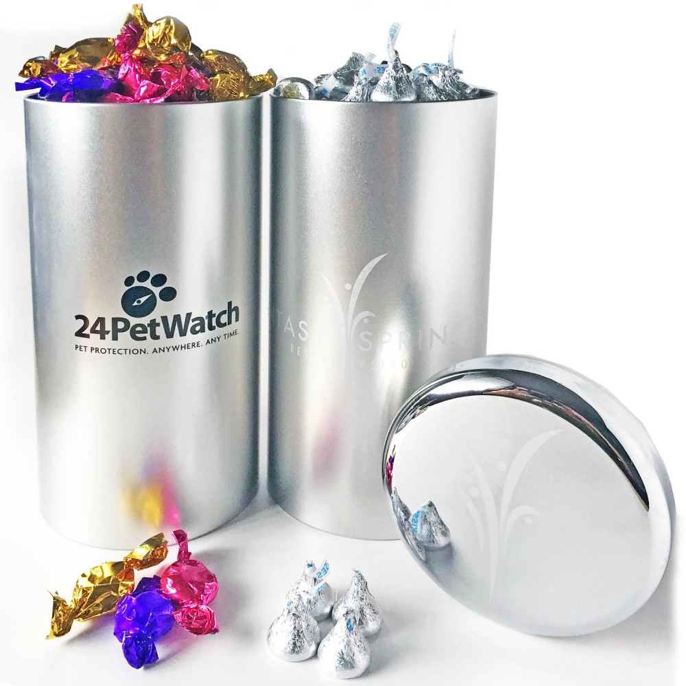 Logo Branded Big Canister Tin Container - Empty Logo Branded Big Canister Tin Container - Empty
