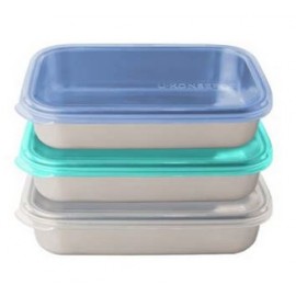 Custom Printed 25 Oz. U-Konserve Rectangle Clear Platinum-Silicone Lid Food Container
