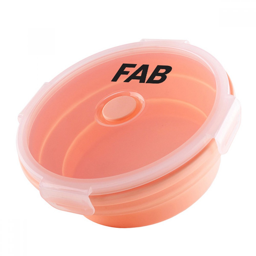 4-piece Round Collapsible Food Container with Lid Logo Branded 4-piece Round Collapsible Food Container with Lid Logo Branded