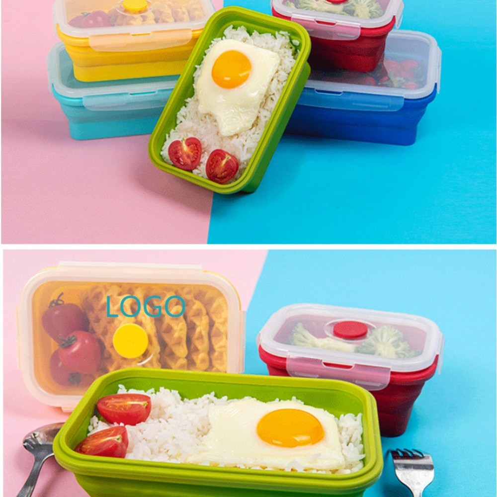 Custom Printed 500ML Square Folding Silicone Food Storage Container Custom Printed 500ML Square Folding Silicone Food Storage Container