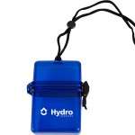 Logo Branded Plastic Container on a Rope or Lanyard