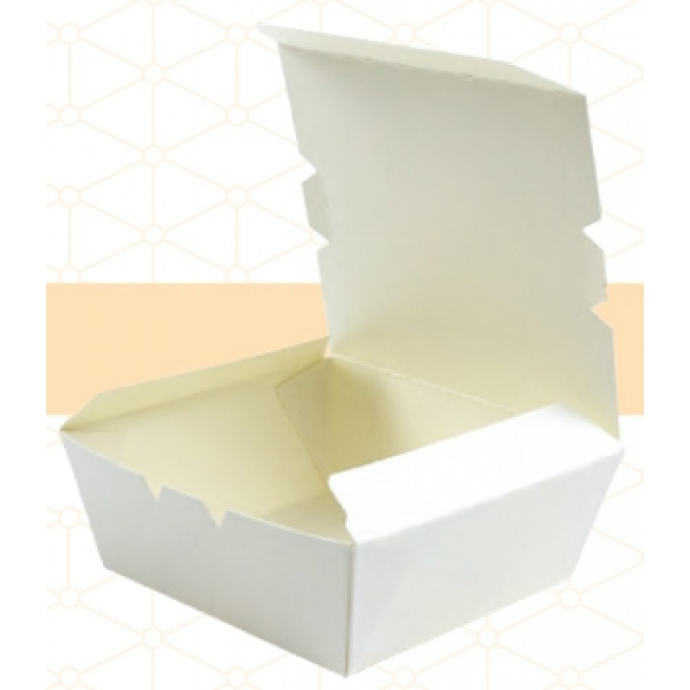 Small White Paper To-Go Box Custom Imprinted