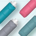 Custom Imprinted 600ML Collapsible Water Bottle Reusable BPA Free Silicone Foldable Water Bottles for Travel
