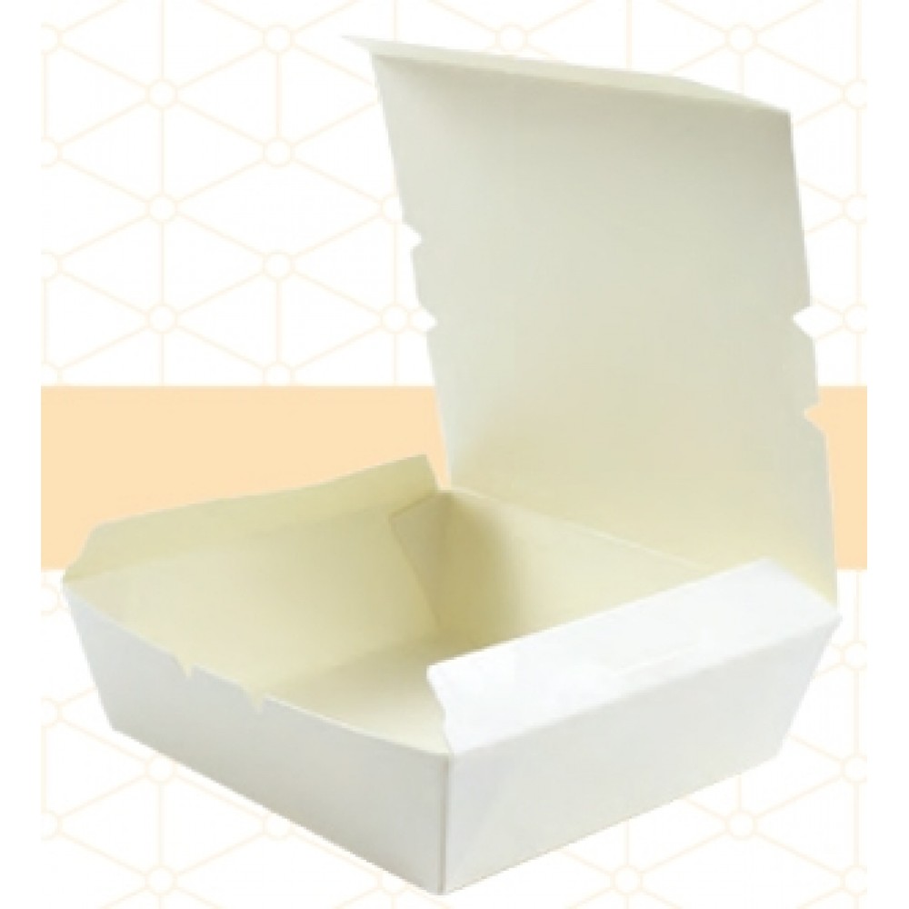 Medium White Paper To-Go Box Custom Printed