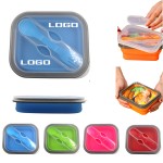 20 Oz. Custom Collapsible Food Containers W/ Dual Utensil Custom Imprinted