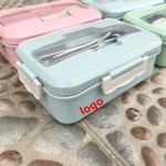 Custom Imprinted Eco-friendly wheat fiber lunch box with handle