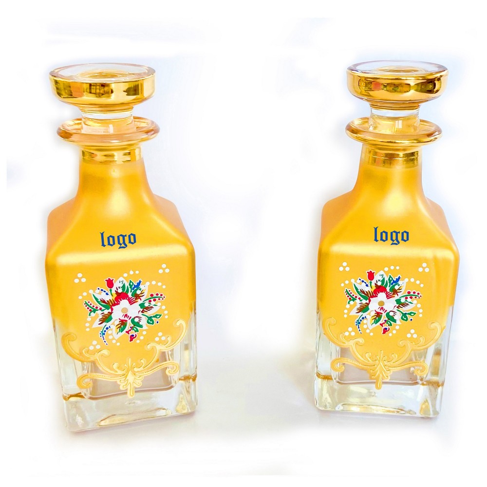 Glass Bottle With Real Gold Decoration Custom Imprinted
