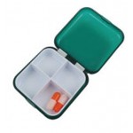 Custom Imprinted Pill Box, Removable 4 Compartment Tray - Translucent Green