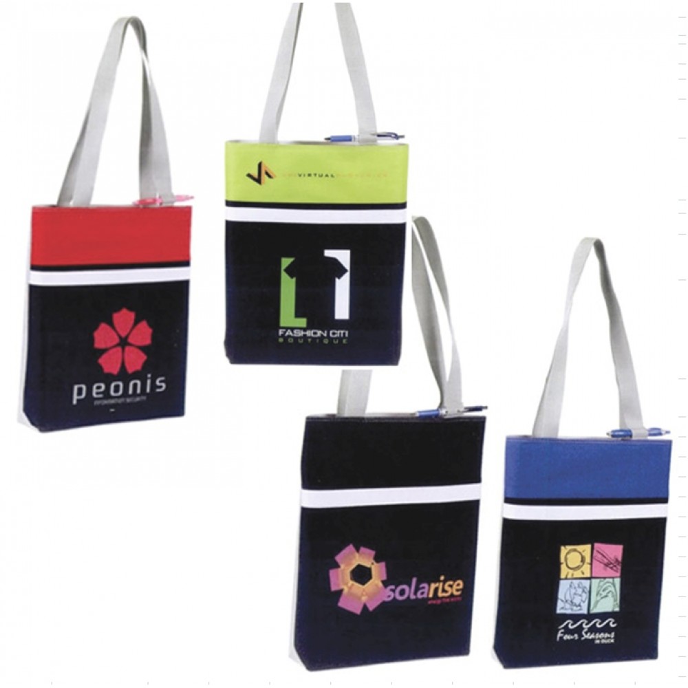 Slender Color Block Convention Tote Bag Custom Imprinted