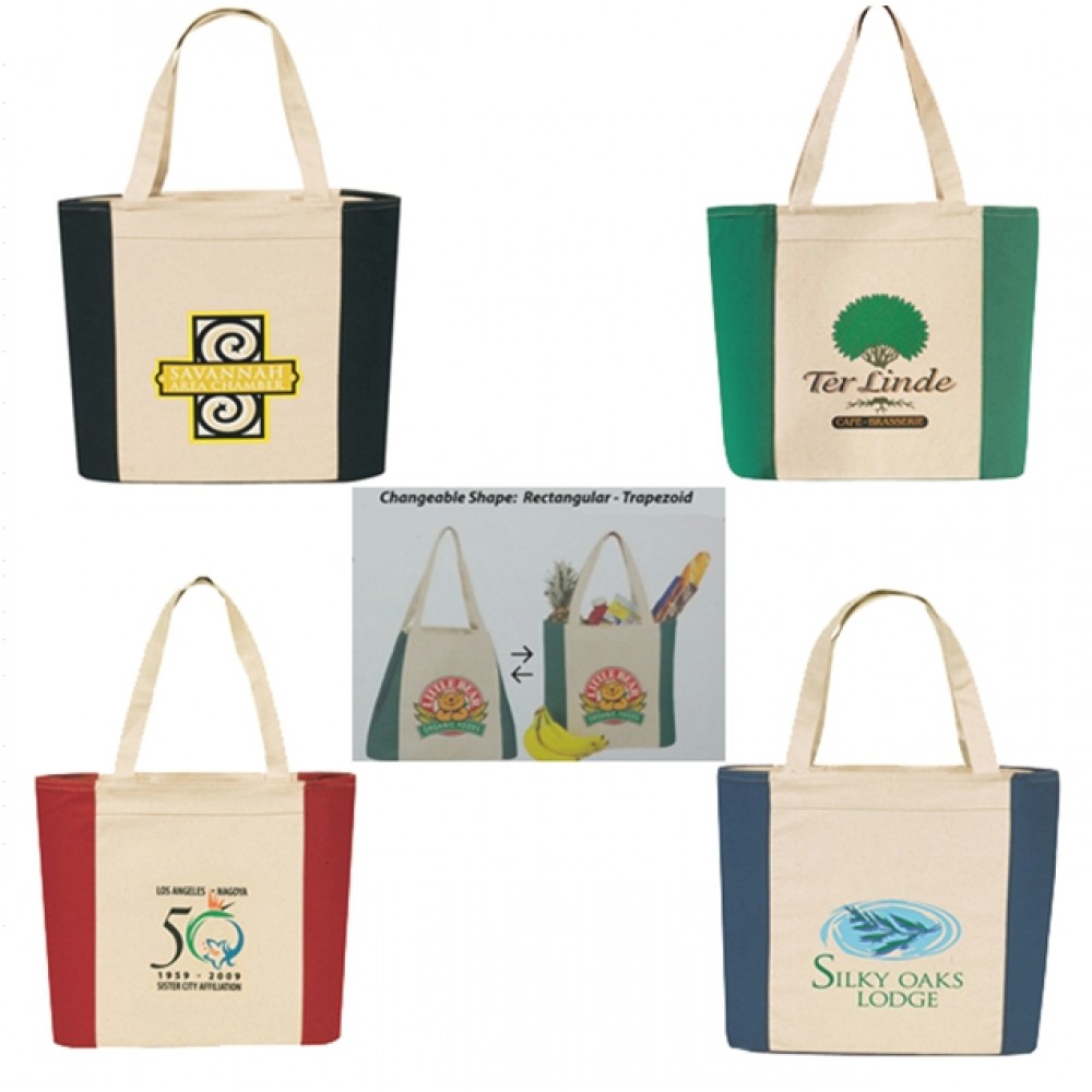 Trapezoid Cotton Canvas Shopping Tote Bag Custom Printed