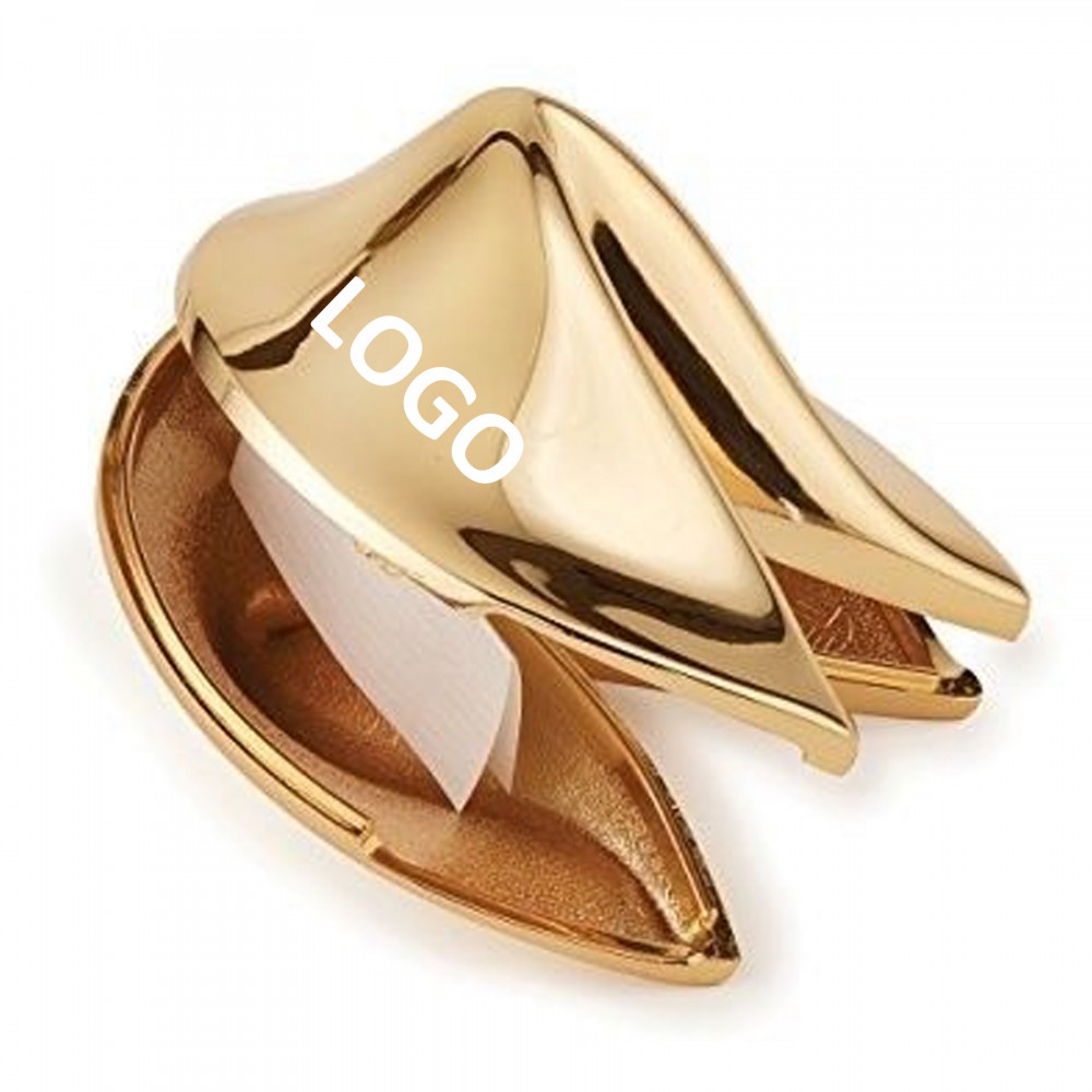 Golden Metal Fortune Cookie Logo Branded