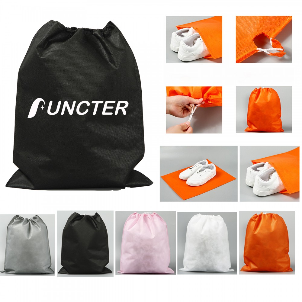 15.8" x 19.7" Non-Woven Drawstring Bag Travel Storage Bags For Clothes Shoes Logo Branded