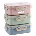 Logo Branded Wheat Straw 3 Compartments Food Meal Containers Lunch Box