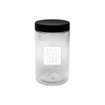 Custom Imprinted Clear Jar with Black Lid (12 oz.)