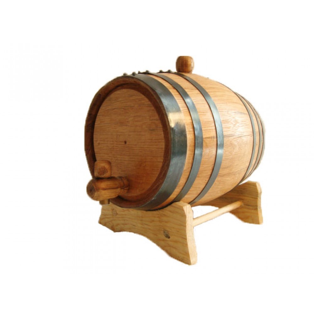 1 Liter Oak Wood Barrel with Black Hoops Logo Branded