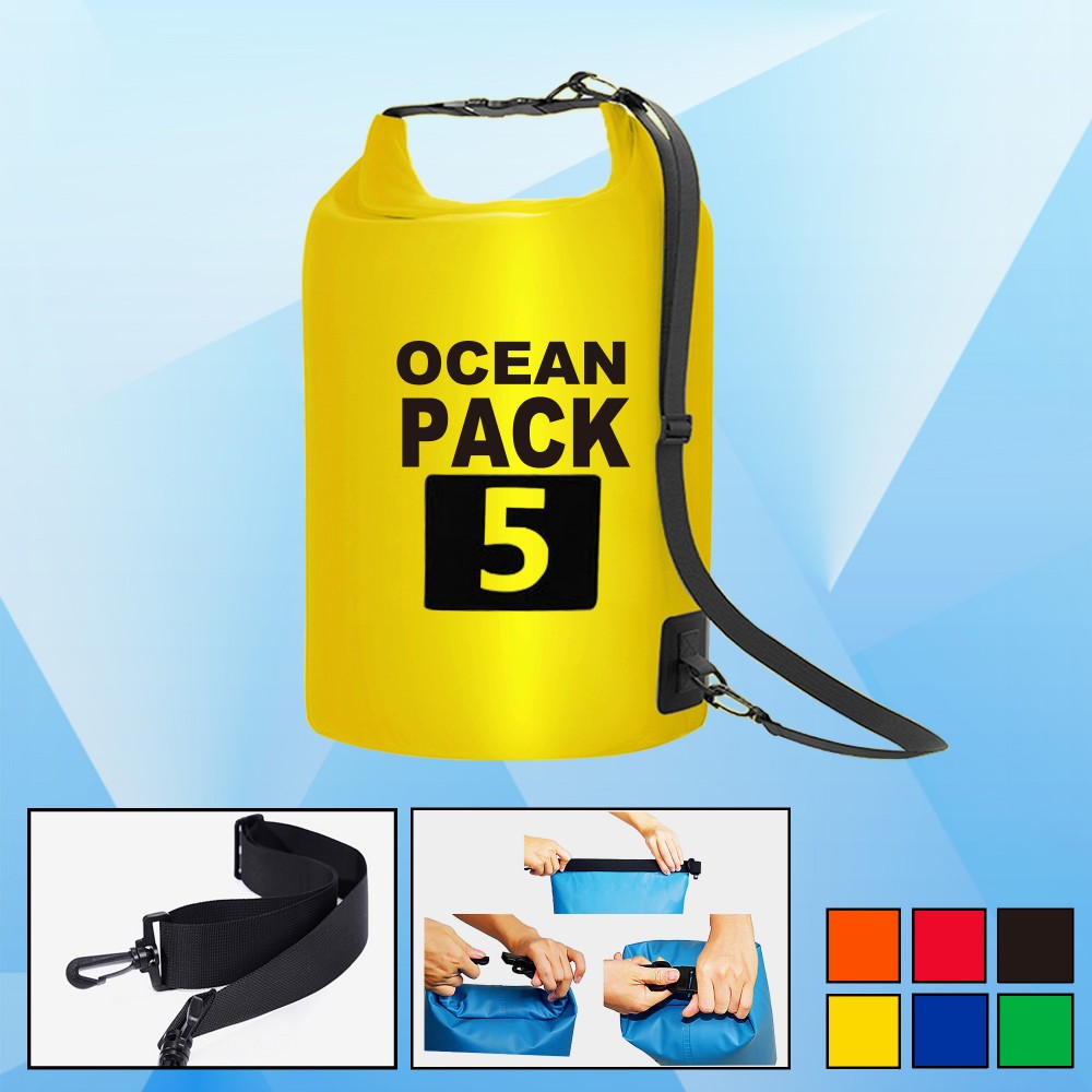 Floating 5L Waterproof Dry Bag with Shoulder Strap Logo Branded