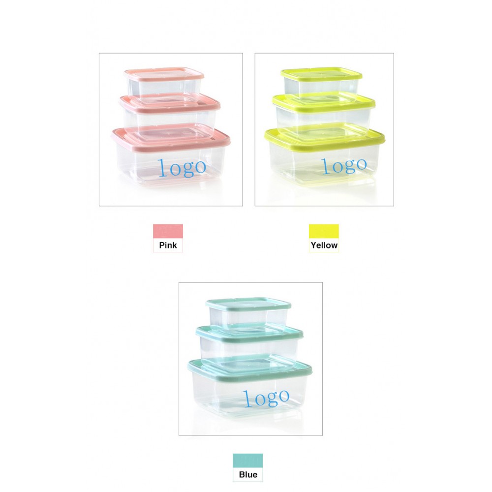 Custom Printed 3-pieces Locking Round Storage Container Set Custom Printed 3-pieces Locking Round Storage Container Set