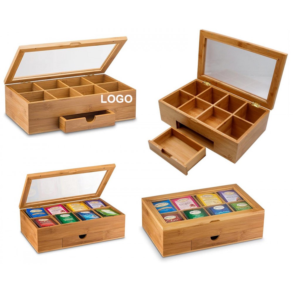 Natural Bamboo Tea Storage Box Custom Imprinted Natural Bamboo Tea Storage Box Custom Imprinted