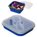Custom Printed Collapsible Silicone Lunch Box with Fork & Spoon