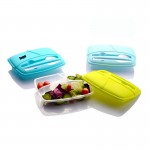 Three Compartment Plastic Lunch Box Custom Printed