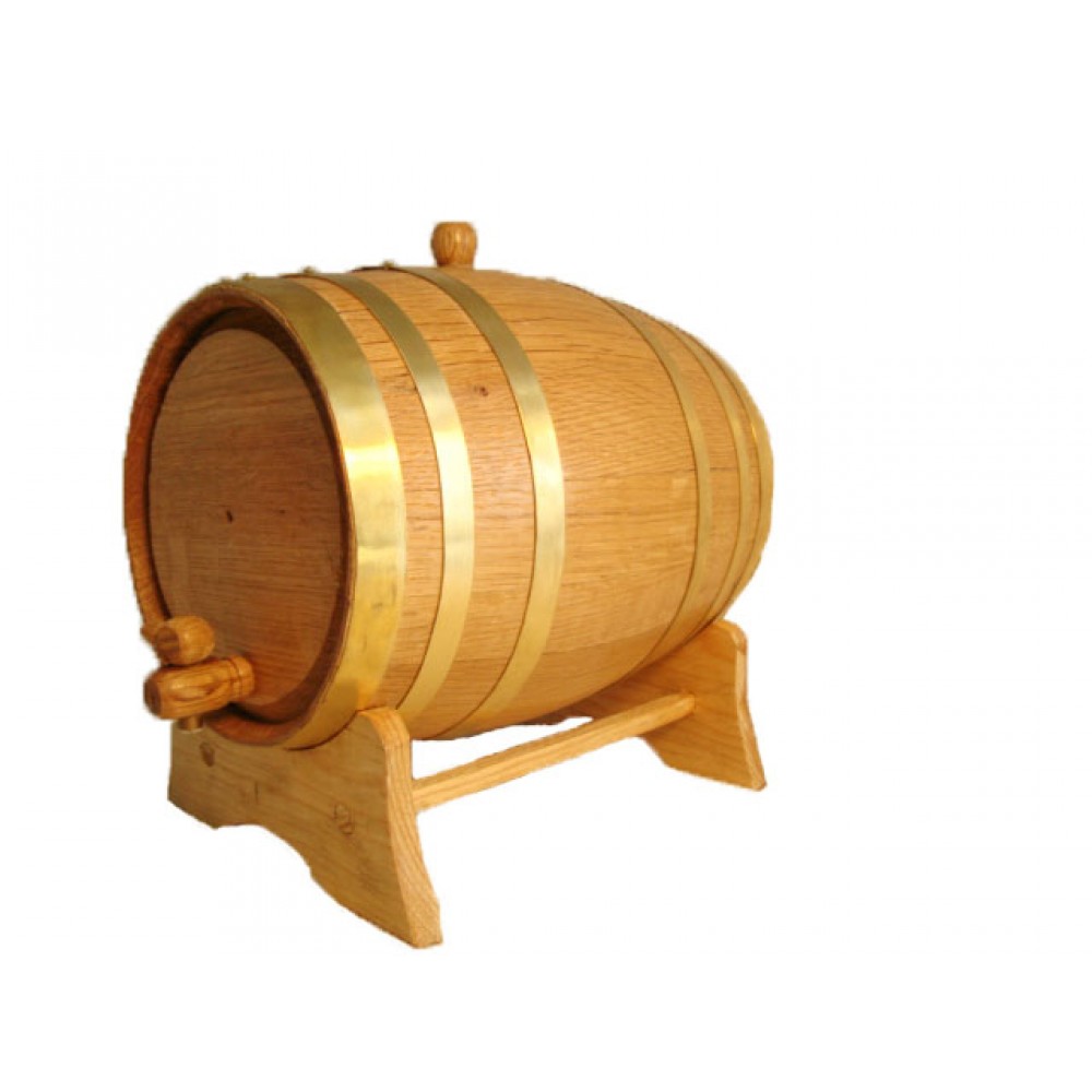 Custom Imprinted 5 Liter Oak Wood Barrel with Brass Hoops