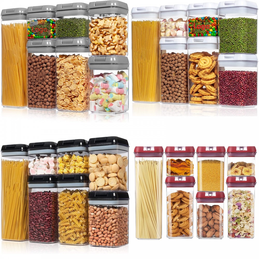 Airtight Food Storage Containers 7 Pcs BPA Free Plastic Cereal Containers with Easy Lock Lids Custom Imprinted